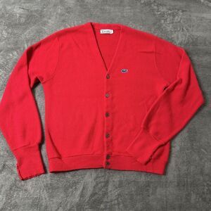 Izod LaCoste Mens Large Red Sweater Golf Cardigan Button Up Grandpa Vintage 80s